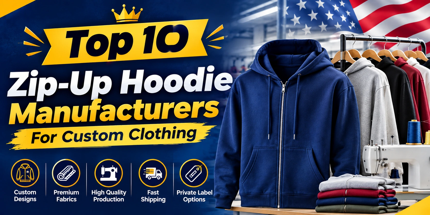 Top 10 Zip-Up Hoodie Manufacturers For Custom Clothing